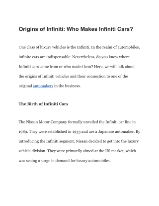 Origins of Infiniti_ Who Makes Infiniti Cars