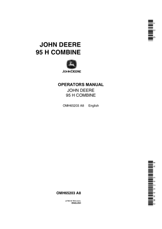 John Deere 95H Combine Operator’s Manual Instant Download (Publication No.OMH65203)