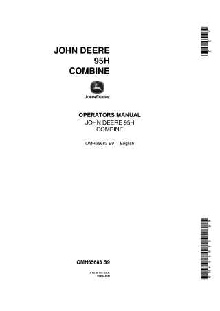 John Deere 95H Combine Operator’s Manual Instant Download (Publication No.OMH65683)