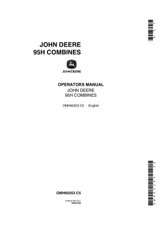 John Deere 95H Combines Operator’s Manual Instant Download (Publication No.OMH60253)