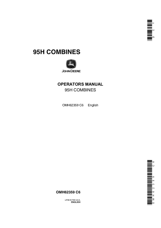 John Deere 95H Combines Operator’s Manual Instant Download (Publication No.OMH62359)