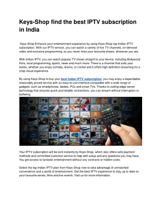 keys shop find the best iptv subscription in india
