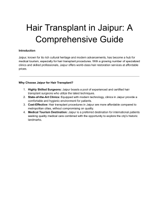 Hair transplant in Jaipur