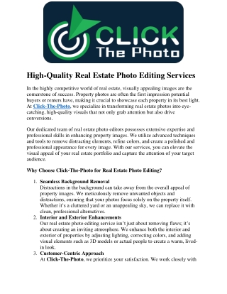 HighHigh-Quality Real Estate Photo Editing Services