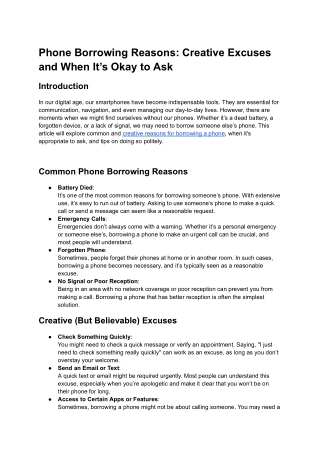 phone borrowing reasons creative excuses and when