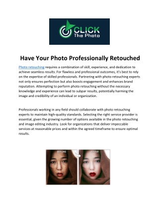 Have Your Photo Professionally Retouched