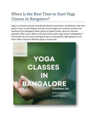 when is the best time to start yoga classes