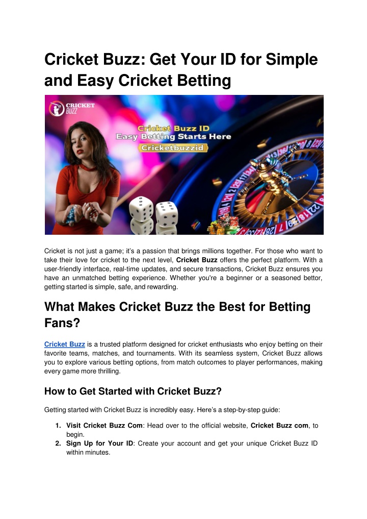 cricket buzz get your id for simple and easy cricket betting