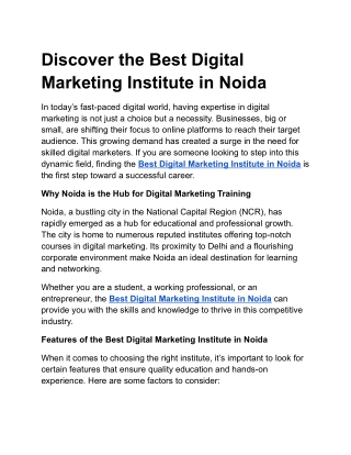 discover the best digital marketing institute