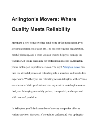 Arlington’s Movers_ Where Quality Meets Reliability