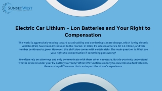 Electric Car Lithium – Lon Batteries and Your Right to Compensation