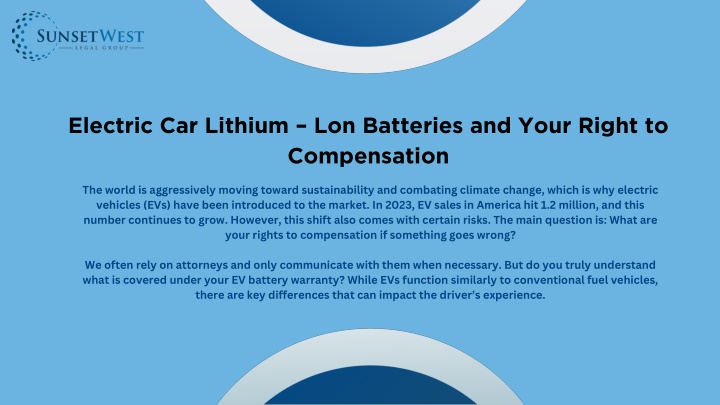 electric car lithium lon batteries and your right