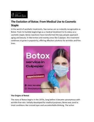 The Evolution of Botox: From Medical Use to Cosmetic Staple