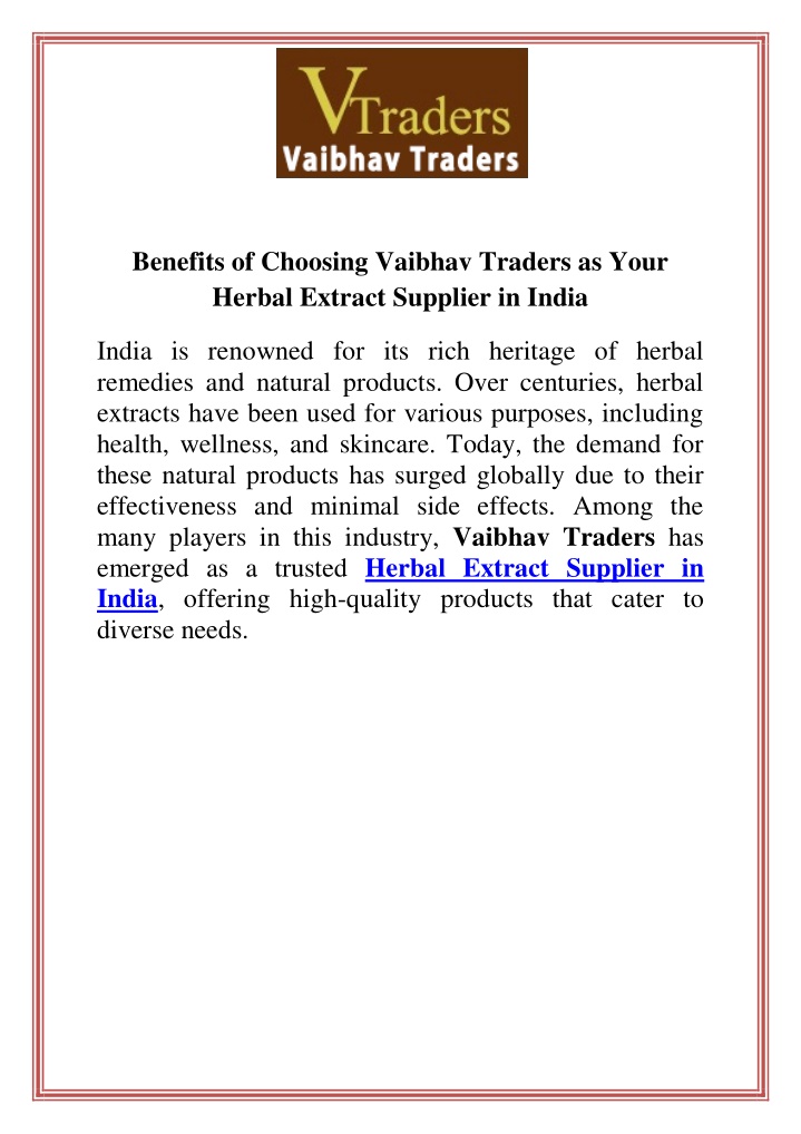 benefits of choosing vaibhav traders as your