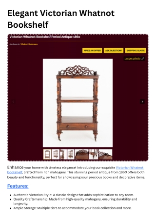 Elegant Victorian Whatnot Bookshelf