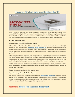 How to Find a Leak in a Rubber Roof