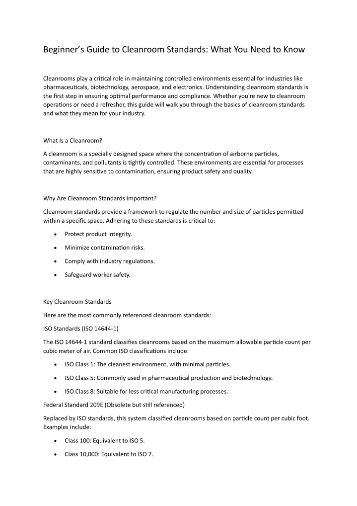 beginner s guide to cleanroom standards what