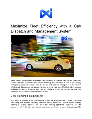 maximize fleet efficiency with a cab dispatch