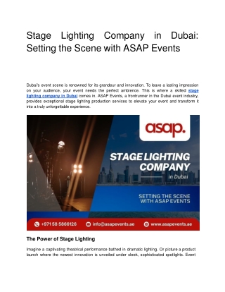 Stage Lighting Company in Dubai_ Setting the Scene with ASAP Events