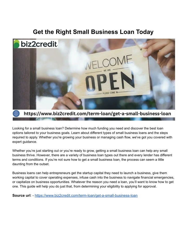 get the right small business loan today