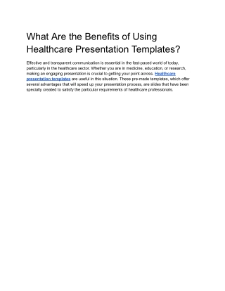 What Are the Benefits of Using Healthcare Presentation Templates_