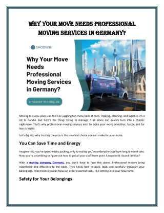 Why Your Move Needs Professional Moving Services in Germany