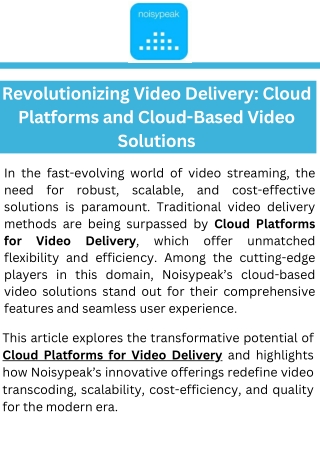revolutionizing video delivery cloud platforms