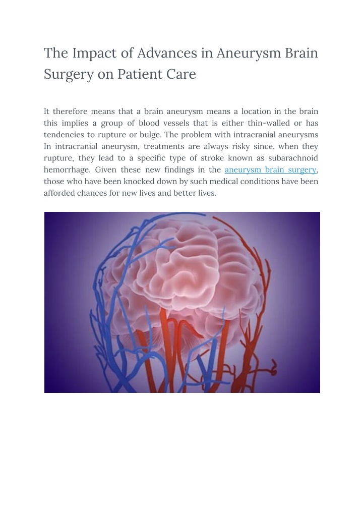 the impact of advances in aneurysm brain surgery