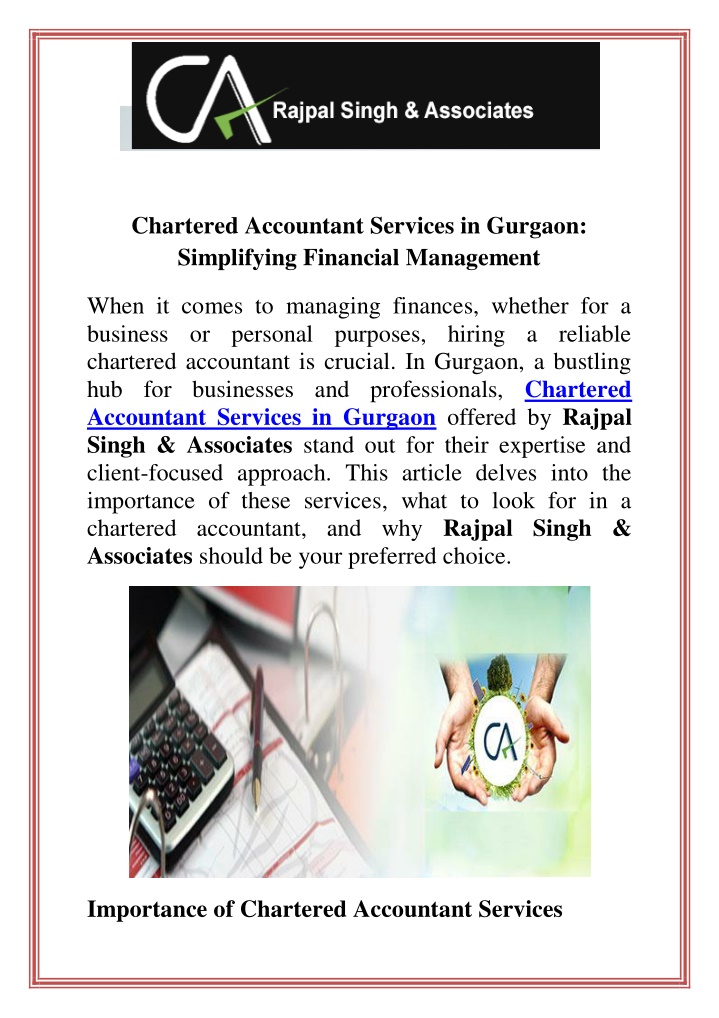 chartered accountant services in gurgaon