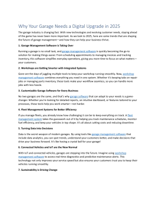 Why Your Garage Needs a Digital Upgrade in 2025