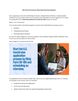 USA Tourist Visa Success- Must-Know Interview Questions
