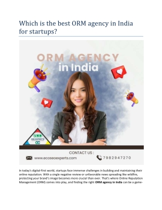 Which is the best ORM agency in India for startups
