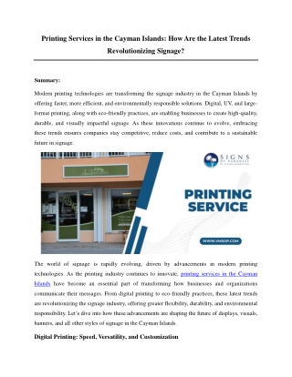 Printing Services in the Cayman Islands How Are the Latest Trends Revolutionizing Signage