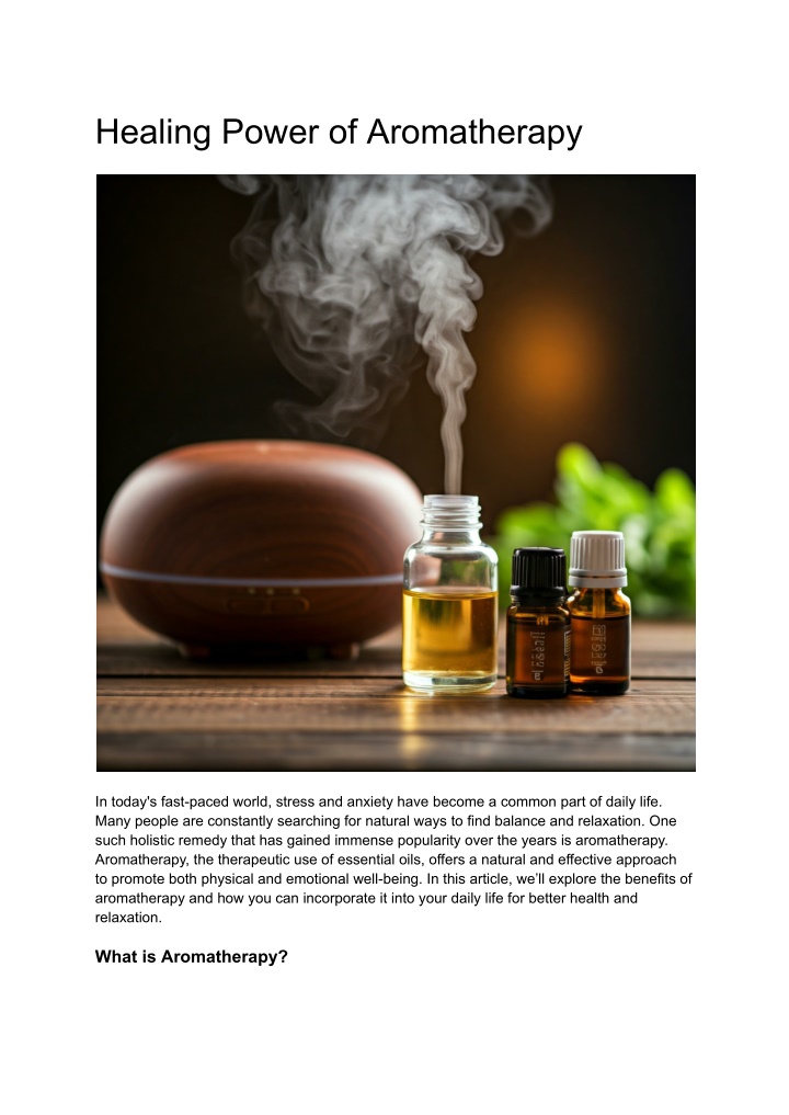 healing power of aromatherapy