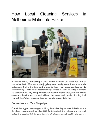 How Local Cleaning Services in Melbourne Make Life Easier