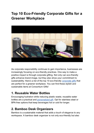 Top 10 Eco-Friendly Corporate Gifts for a Greener Workplace