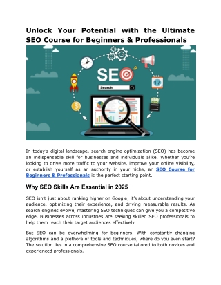 Unlock Your Potential with the Ultimate SEO Course for Beginners & Professionals