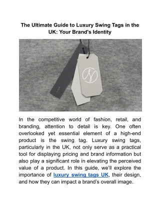 The Ultimate Guide to Luxury Swing Tags in the UK_ Elevating Your Brand's Identity