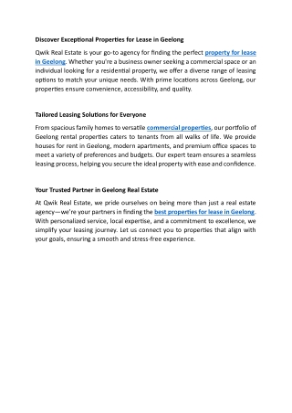 discover exceptional properties for lease
