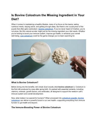 is bovine colostrum the missing ingredient