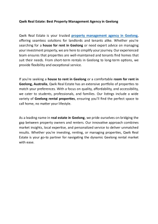 qwik real estate best property management agency