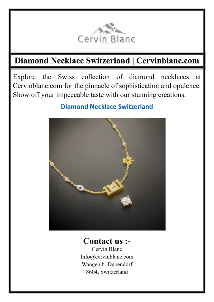 diamond necklace switzerland cervinblanc com