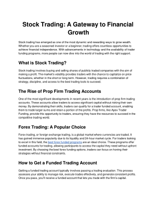 stock trading a gateway to financial growth