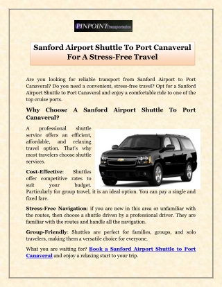 Sanford Airport Shuttle To Port Canaveral For A Stress-Free Travel