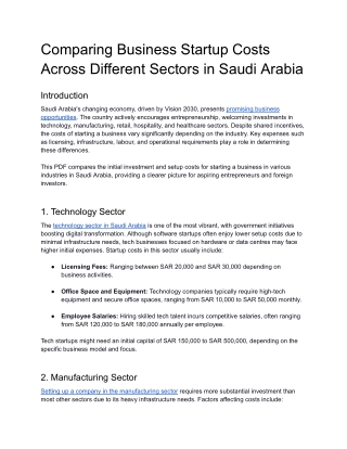 PDF_ Comparing Business Startup Costs Across Different Sectors in Saudi Arabia
