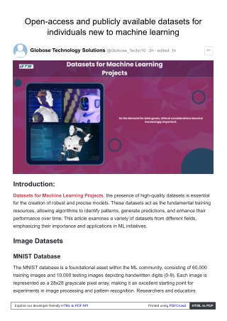 open access and publicly available datasets