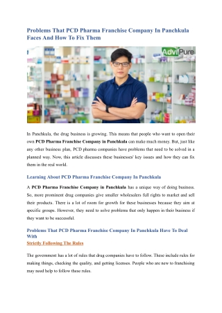 Problems That PCD Pharma Franchise Company In Panchkula Faces And How To Fix Them
