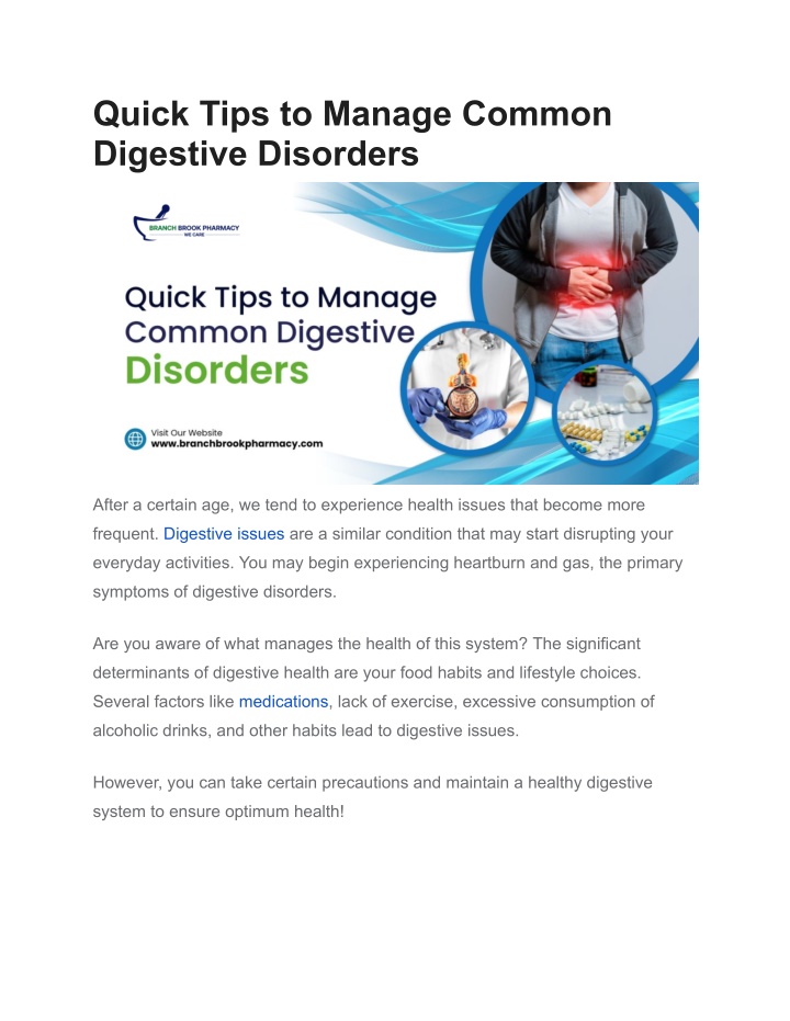 quick tips to manage common digestive disorders