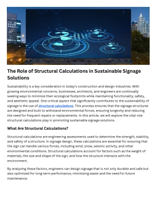 The Role of Structural Calculations in Sustainable Signage Solutions