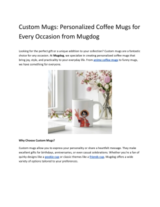 Custom Mugs: Personalized Coffee Mugs for Every Occasion from Mugdog